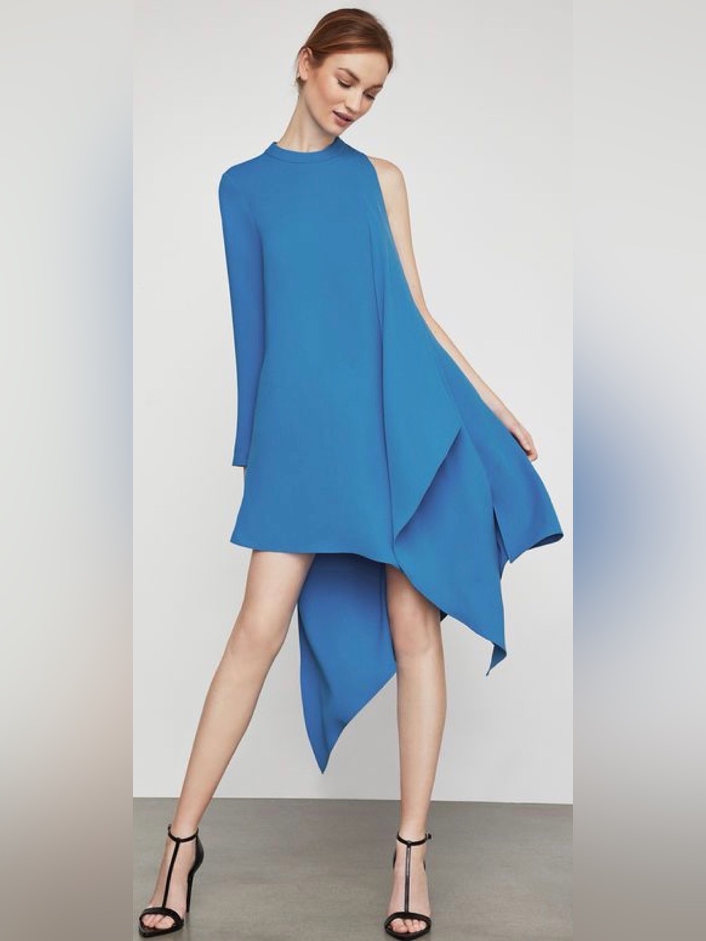 BCBGMaxAzria Cobalt Blue One-Shoulder High-Low Dress